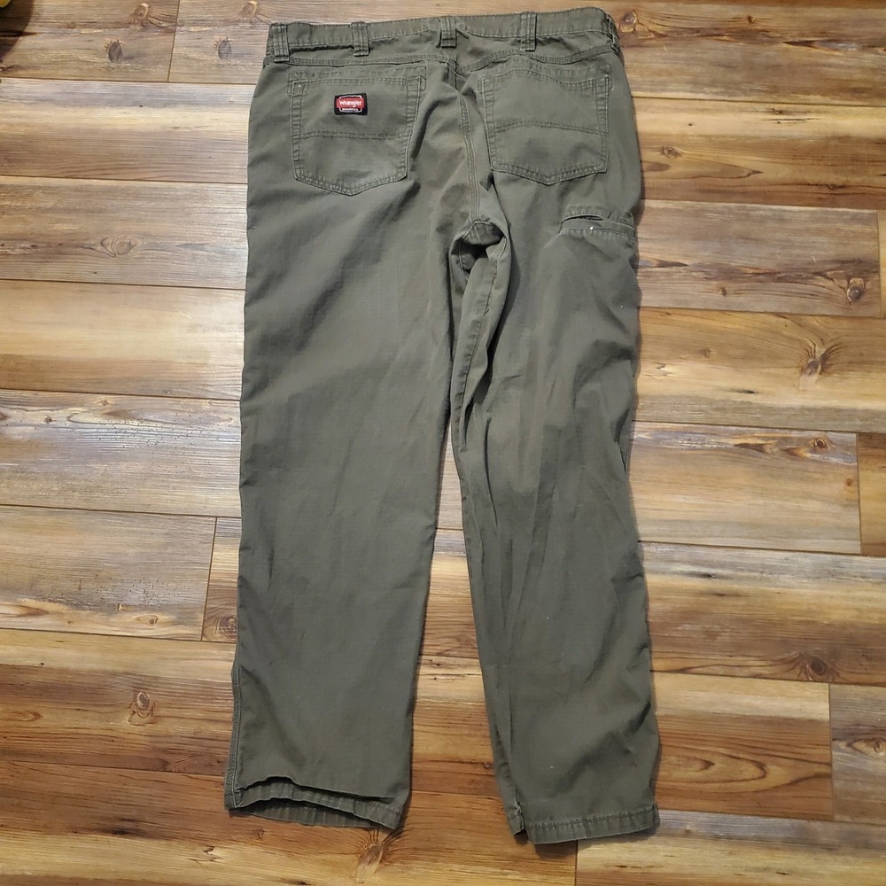 Wrangler Workwear Mens 40x32 Olive Green Ripstop Cotton Cargo Utility Pants - Picture 2 of 11